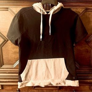 I Jeans by Buffalo short sleeve hoodie. Black/ lt gray.  Size Youth L Very good.